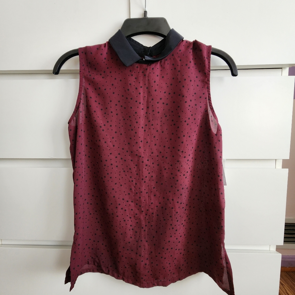 Burgandy and Black Starry Blouse